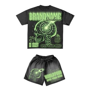 Conjunto de camiseta y pantalones cortos transpirables de verano con estampado digital, conjunto de camiseta informal de algodón para hombre, conjunto informal de verano. - Product Image 5