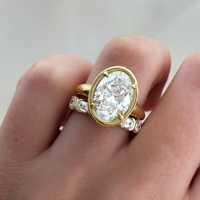 Bague de fiançailles solitaire ovale en diamant de laboratoire de 4 carats, sertie clos, en or massif 14K 18K, pour femme, certifiée IGI, clarté VS