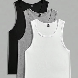 Camiseta sin mangas de algodón 100%, camiseta sin mangas de ajuste elástico básico para hombre, nueva adición de punto transpirable - Product Image 1