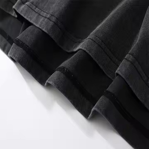 T-shirts personnalisés à col rond surdimensionnés en coton épais délavé à l'acide pour hommes, style streetwear décontracté, 100 % coton - Product Image 5