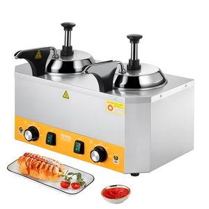 Dispenser Elettrico Commerciale per Formaggio 2.4x2 L in Acciaio Inossidabile Riscaldato con Doppia Pompa 86-23, Scaldafondente per Bevande per Bar - Product Image 1