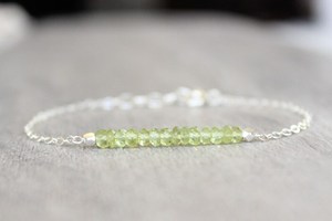 Sterling Silver Peridot Bracelet August Birthstone Minimalist Women Jewelry Gemstone Handmade Wholesale Supplier - Product Image 2