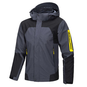 Veste matelassée à capuche pour homme, color-block, imperméable, fermeture éclair, style sportif, vêtement d'hiver, coupe classique, extérieur en polyester - Product Image 1