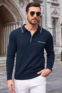 Camiseta de Punto de Manga Corta para Hombre, con Ribete en Contraste, Cuello Redondo, Bolsillo en el Pecho, Corte Ajustado, Ecológica, 100% Algodón, Estilo Casual Elegante y Ligero - Product Image 3