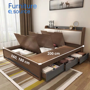 ที่ยกไม้สักแข็งกรอบคิงส์เก็บของอัจฉริยะดีไซน์แบบโมเดิร์นกรอบขนาด XL/เต็ม/ควีน/แคลิฟอร์เนียคิงส์ทนทาน - Product Image 2