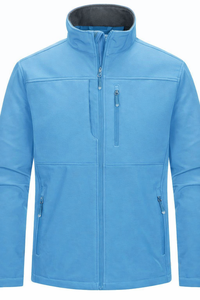 Men's Sporty Winter <b>Hooded</b> <b>Soft</b> <b>Shell</b> Windbreaker <b>Jacket</b> OEM Waterproof Breathable Front Logo Polyester/Nylon - Product Image 2