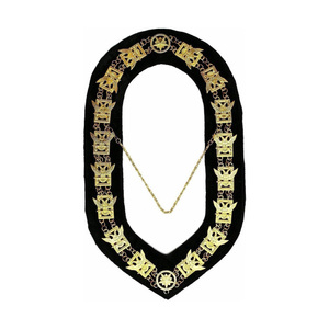Collier de Cérémonie Maçonnique Rite Écossais Personnalisé 32 Degrés en Velours Noir avec Emblèmes d'Aigle Ornementaux Dorés – Fournisseur de Régalia Cérémonielle - Product Image 1
