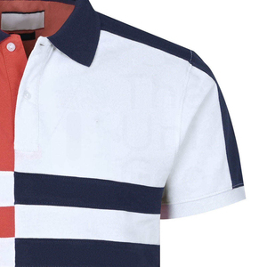 <b>Men's</b> Color Blocked Short Sleeve <b>Polo</b> Shirt Cotton Pique Breathable Casual Regular Fit <b>White</b> Red Navy Blue Design - Product Image 4