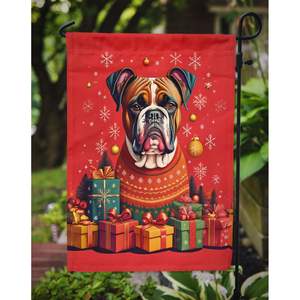 Multicolor Fawn <b>Boxer</b> Holiday <b>Christmas</b> Garden Flag Mailbox Decorative Yard Banner for Patio Artwork Flower Beds Small Size - Product Image 3