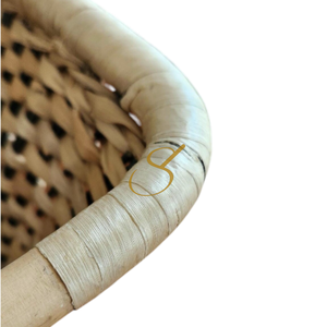 Vintage Asian Tapered <b>Rectangular</b> Water Hyacinth and Rattan Hand Woven Strorage <b>Basket</b> - Product Image 4