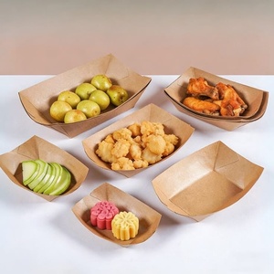 Bandejas de papel de 6x10 pulgadas para servir gofres, churros, chaat, fideos, aperitivos fritos, postres y comida callejera para llevar - Product Image 1