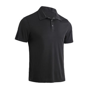 เสื้อโปโลผู้ชายแขนสั้นสีดำ ผ้าถัก ทรงปกติ สีพื้น ดีไซน์ติดกระดุม - Product Image 2