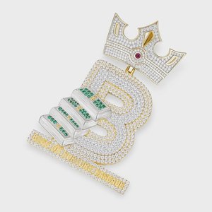 Custom Letter <b>Pendant</b> Iced Out Logo <b>Pendant</b> Hip Hop <b>Pendant</b> King Crown Bail <b>Pendant</b> For Men Moissanite Two Tone <b>Initial</b> <b>Pendant</b> - Product Image 2