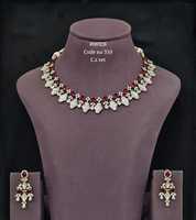 Parure de bijoux fantaisie plaquée or avec collier et boucles d'oreilles en zircon cubique rubis, motif feuille ovale, pour femme, idéale pour mariage et soirée