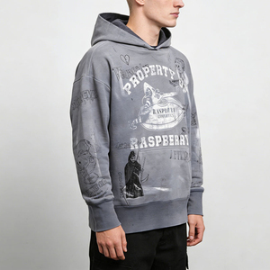 Vintage Washed Graphic Hoodie Oversized Streetwear Pullover <b>Sweatshirt</b> for Men & Women Casual Hip Hop Hoodie - Product Image 4