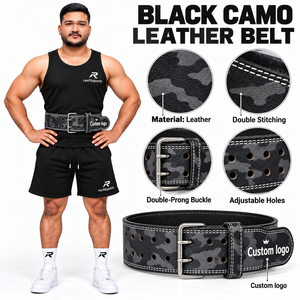Cinturón de Levantamiento de Pesas de Cuero Personalizado para Hombre, Hebilla de Doble Punta Ajustable, Soporte Lumbar para Gimnasio, Venta al por Mayor, Proveedor OEM - Product Image 6
