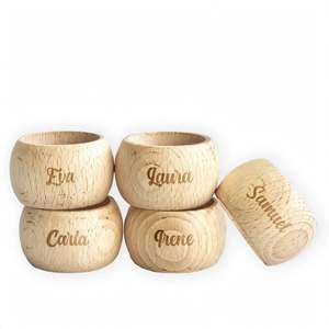 <b>Personalized</b> Modern Eco-Friendly Wooden <b>Napkin</b> Rings with Engraved Name Customizable Width Round Table Decor for <b>Wedding</b> Dining - Product Image 6