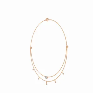 Collar con Colgante de Boda para Mujer HIPHOPSTAR, Diamantes Cultivados en Laboratorio de Corte Redondo y Ovalado de 0.39 Quilates, Cadena de Oro de 18K - Product Image 1