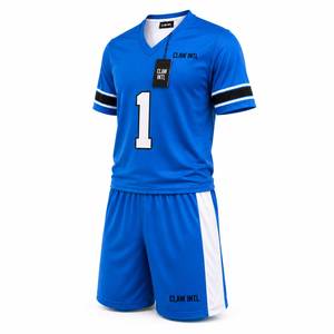 ชุดเสื้อฟุตบอล CLAW INTL สีน้ำเงิน รุ่นยูนิเซ็กซ์ หมายเลข 1 พิมพ์ลายแบบ Sublimated คอวี แขนยาว ระบายเหงื่อได้ดี ทรงปกติ ป้องกันรังสียูวี - Product Image 4