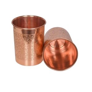 Handmade Hammered Pure Copper <b>Tumbler</b> Drinking <b>Glass</b> 300ml Metal Water Cup Ayurvedic Health Benefits Wholesale Supplier - Product Image 4