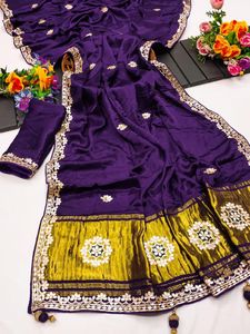 Sari en soie pure fait main Gota Patti, sari traditionnel de qualité supérieure pour les mariages et les festivals, pour femmes - Product Image 4