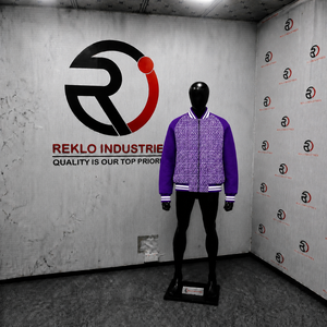 Veste universitaire violette pour homme, coupe droite, fermeture éclair, col rabattable, décontractée, pour l'automne, tendance, douce et zippée - Product Image 4