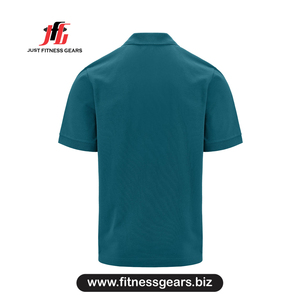 Men'<b>s</b> Teal Short Sleeve Polo <b>Shirt</b> Solid Color Casual Fit Woven Pique Fabric - Product Image 3