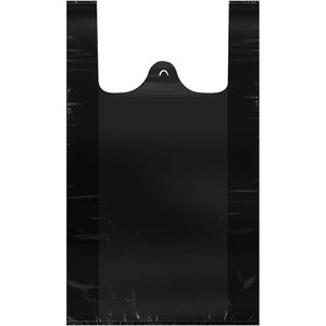 Sacchetti di Plastica Neri 12x20 Pollici con Manici, 100 Pezzi per Negozi, Supermercati e Shopping - Product Image 1