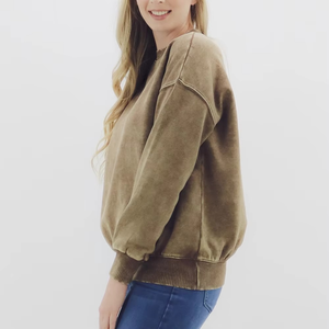 Sudadera Oversize de Cuello Redondo para Mujer, Color Liso, Hombros Caídos, Tejido de Algodón, Estilo Transpirable para Otoño, Largo Regular - Product Image 1