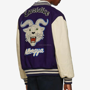 Blousons de baseball Letterman vintage universitaire unisexe avec logo personnalisé bombardiers en laine vêtements de rue d'hiver en fourrure de mouton grande taille en peau de vache - Product Image 2