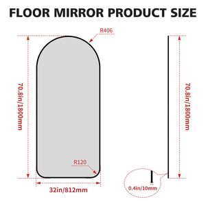 Specchio Decorativo a Figura Intera 71x32 Pollici, Grande Specchio ad Arco per Camera da Letto e Soggiorno, Specchio da Terra di Grandi Dimensioni - Product Image 6