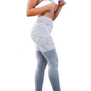 Women's High Waist Geometric Print Seamless Compression <b>Leggings</b> Full Length Sporty Knitted Spandex <b>Nylon</b> All Seasons - Product Image 1