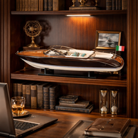 RIVA RAMA 44 PURPLE PAINTED Maquette de bateau à moteur en bois italien fait main, édition de luxe pour la décoration de la maison ou comme cadeau d'affaires