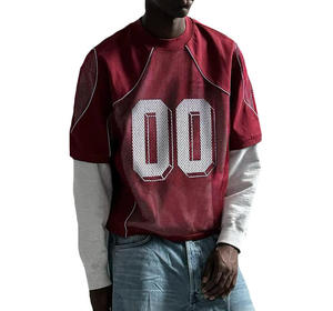 Camiseta Unisex de Manga Corta, Estilo Deportivo, Corte Holgado, 100% Poliéster, Malla Transpirable, Anti-Pilling, Estilo Vintage Casual - Product Image 5