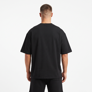 Ensemble tendance surdimensionné bicolore noir, ensembles courts personnalisés, t-shirts en gros pour hommes, ensembles assortis - Product Image 3