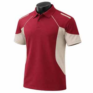 Polo à manches courtes pour homme, rouge et beige, à blocs de couleurs, séchage rapide, tricoté, coupe décontractée classique - Product Image 3