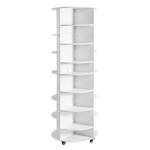 Scarpiera Girevole a 7 Livelli, Espositore Girevole a 360 Gradi con Ruote, Lazy Susan, Ripiani Regolabili in MDF, Semplice - Product Image 1
