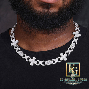 Collar de eslabones cubanos con cruz de moissanita Iced Out, de plata 925, chapado en oro y plata, cadena con colgante para hombre, joyería de fiesta - Product Image 4