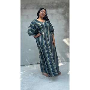 <b>Women</b> Multicolor Striped <b>Kaftan</b> Dress V Neck Long Maxi <b>Kaftan</b> Loose Fit Batwing Sleeve Dress Casual Resort Wear - Product Image 3