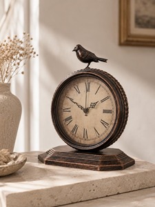 On Sale Brass Desk <b>Clock</b> Circular Shape Roman Numerals Quartz Movement Battery Operated Hourly Chiming Traditional Design - Product Image 1