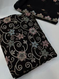 Tissu en velours doux de qualité supérieure avec broderie et travail de sequins jacquard pour robe de soirée de luxe et vêtements de cérémonie, matière tendance - Product Image 3