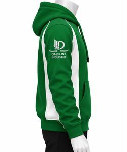 Sweat à capuche pour homme OARH-INT INDUSTRY, vert et blanc, manches raglan, logo brodé, poche avant, coupe décontractée, vêtements d'hiver - Product Image 4