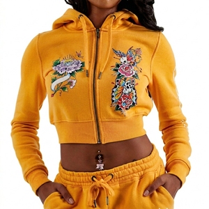 Sweat-shirts de haute qualité pour femmes, logo personnalisé, survêtement en polyester pour tenue décontractée et fitness, service OEM, streetwear - Product Image 5