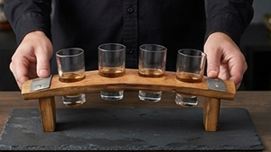 Support élégant en bois courbé pour verres, design rustique, fait main, pour le service de boissons - Product Image 5
