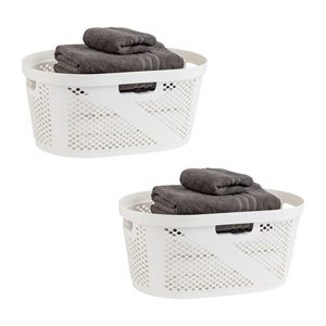 Set di 2 Cesti Portabiancheria Ventilati da 40L, Leggeri in Plastica con Manici Intagliati per Bagni e Armadi - Product Image 1