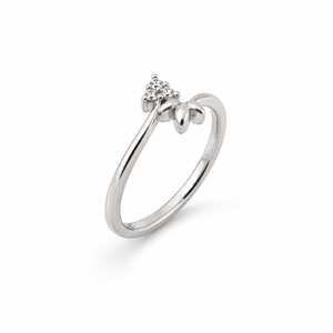 925 Sterling <b>Silver</b> Women's <b>Solitaire</b> Flower Heart <b>Ring</b> with Cubic Zirconia Minimalist Romantic High Polish Finish Wedding Party - Product Image 2