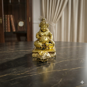 Estatua Decorativa de Dios Hindú Kuber, Bañada en Latón, para el Hogar, Templo, Sala de Pooja, Riqueza Espiritual y Decoración para Regalo - Product Image 3