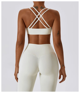 Conjunto Deportivo para Mujer, Sujetador Deportivo con Tirantes Cruzados Blancos, Leggings de Cintura Alta, Transpirable, Sin Costuras, Ropa Deportiva para Yoga - Product Image 2