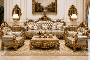French Rococo Style Hand-Carved Maharaja <b>Sofa</b> with Coffee <b>Table</b> Hot Selling 5-Seater Living Room Furniture Buy Premium <b>Sofa</b> Set - Product Image 6