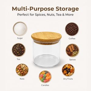 High Clear Glass Storage <b>Jar</b> Wooden Lid Moisture Proof 100ml Capacity Dishwasher Safe Food Container for Kitchen <b>Spice</b> Shaker - Product Image 4